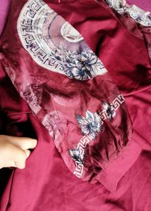 Burgundy Tie-Waist Dress