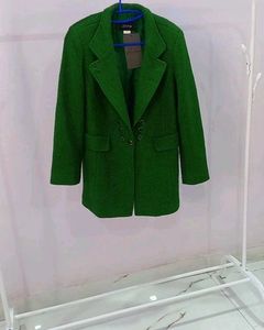 Classy &amp; cool Unisex Green Wool Blend Coat