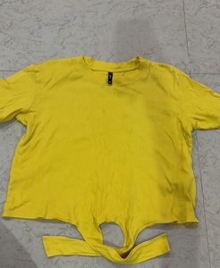 Yellow Tie-Front Crop Top