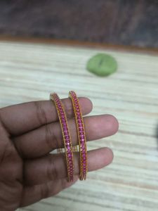 Elegant Gold-Plated Bangles 3 pairs of 2.8 size