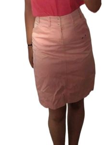 Baby Pink Denim Pencil Skirt Midi