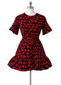 Red & Black Print Ruffle Dress