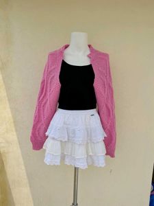 Beige Ribbed Knit Shrug