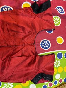 Sequins Red Saree With Blouse