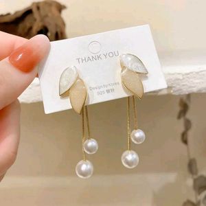Pearl Leaf Drop Earrings