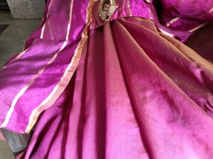 Magenta &amp; Mustard Comb. Kota Doria Silk Saree
