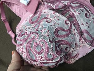 Elegant Pink Embroidered Bra🔥