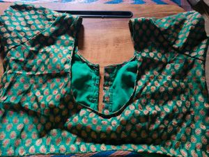 Green Paisley Blouse With Astar Attached
