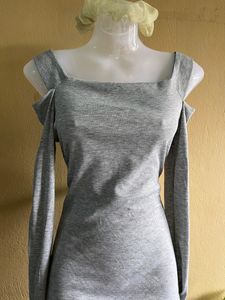 Grey Bodycon Mini Dress 🎀
