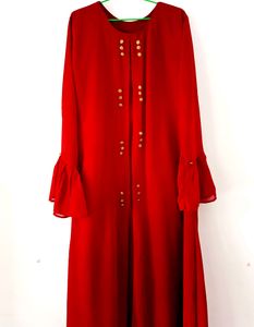 Designer Wear Maroon Gown And Silk Pant ❤️