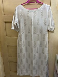 White Foil Print Daily Wear Kurta
