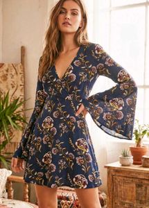 Forever 21 Floral Print Mini Wrap Dress