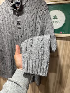GAP Grey Cable Knit Mock Neck Sweater