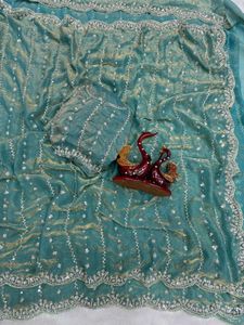 Beautiful Beads and sequins work Saree