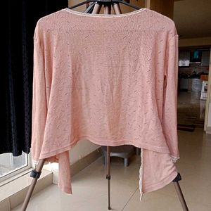 Vintage Crop tie up Nude Peach Top