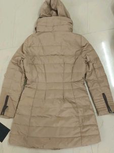 Beige Puffer Coat with Hood