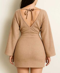 SHEIN Flared Sleeve Bodycon Backless
