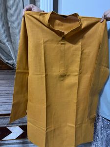 Mustard Cotton Kurta for men