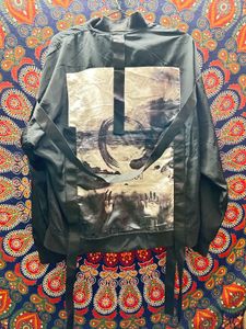 Black Bomber Jacket with Straps