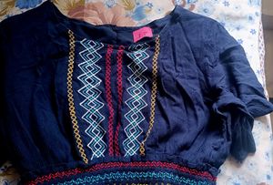 Women Rayon Embroidery Short Kurti Top