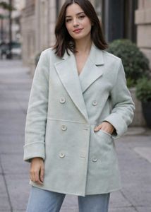 Mint Green Double-Breasted Coat