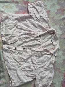 Pink Button-Down Crop Shirt Top Zara