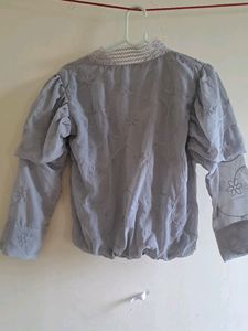 Silver Gray Party Wear Top Vintage Style