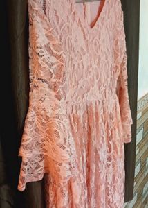 Net Flare Knee Length Dress