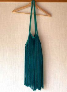 Zara Teal Crochet Fringe Coachella Bag