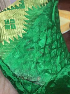 Peach/Pink &amp; Green Saree With Stitched Blouse
