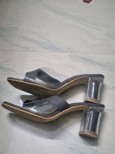 Grey Blocked Glass Heels For Women
