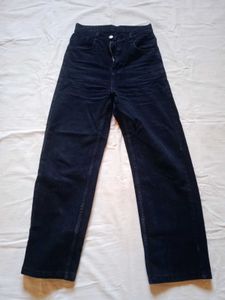 High-Waisted Black Corduroy Pants