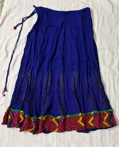 Blue Ethnic Skirt/Lehenga with Colorful Border