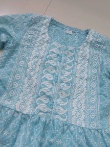 Charming Blue Embroidered Dress