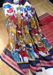 Kalamkari printed elegant office wear Saree