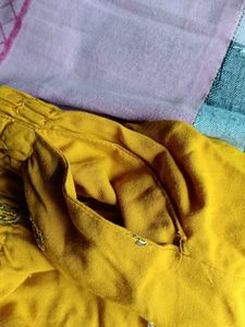 Embroidered Yellow Palazzo Pants