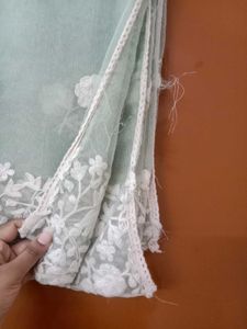 Mint Green Floral Embroidered Dupatta