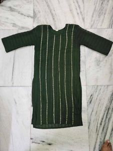Olive Green Embellished Kurti
