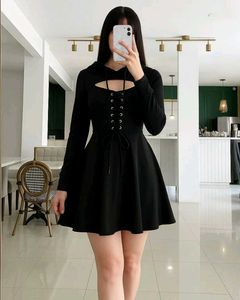 Hooded Lace-Up Mini Dress