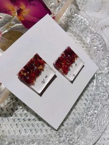 Rose Petal Resin Earrings