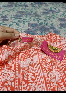 Orange Floral Long Sleeve Top