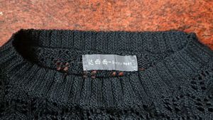 Black Crochet Knit shoulder top