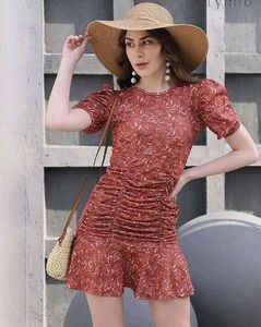 Floral Mini Dress with Ruching