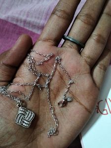 Silver Chequer Rhombus Pendant With Link Chain×1