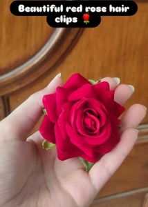Combo of 2 Red Rose Hair Clips