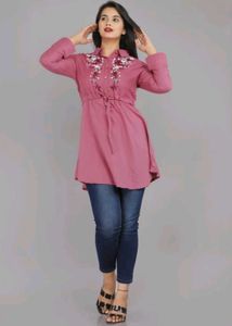 Women&#39;s Trending Pink Embroidered Top