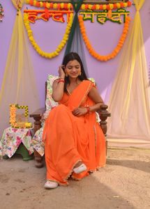 Elegant Orange Saree - Perfect for Haldi Ceremony