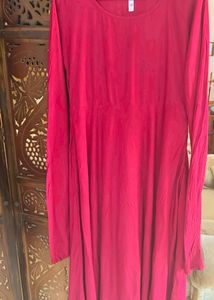 Red Anarkali Kurti Legging Set