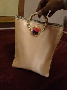 Elegant Gold Embroidered Party Wear Potli Handbag