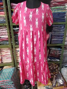 Pink Tiered Midi Dress